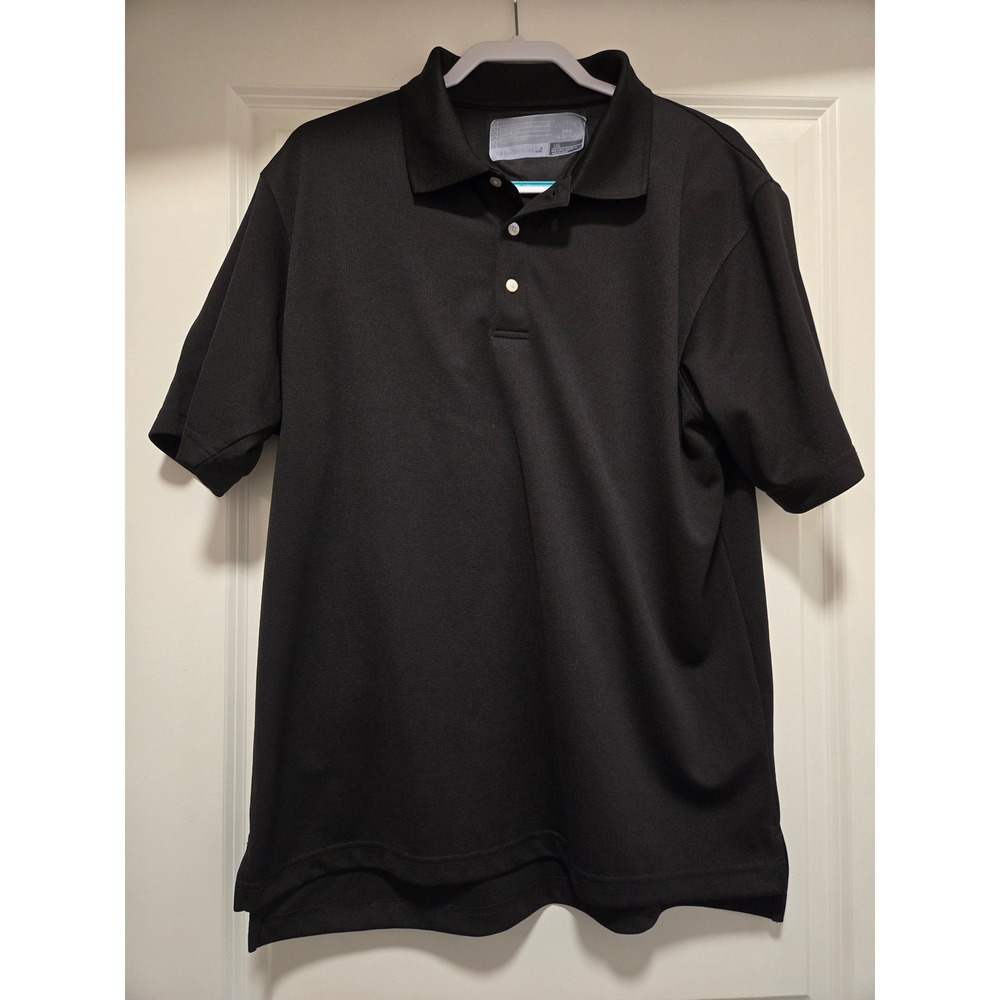 Cutter & Buck Mens CB DryTec Luxe Polo Shirt Black Short Sleeve Golf Top Large